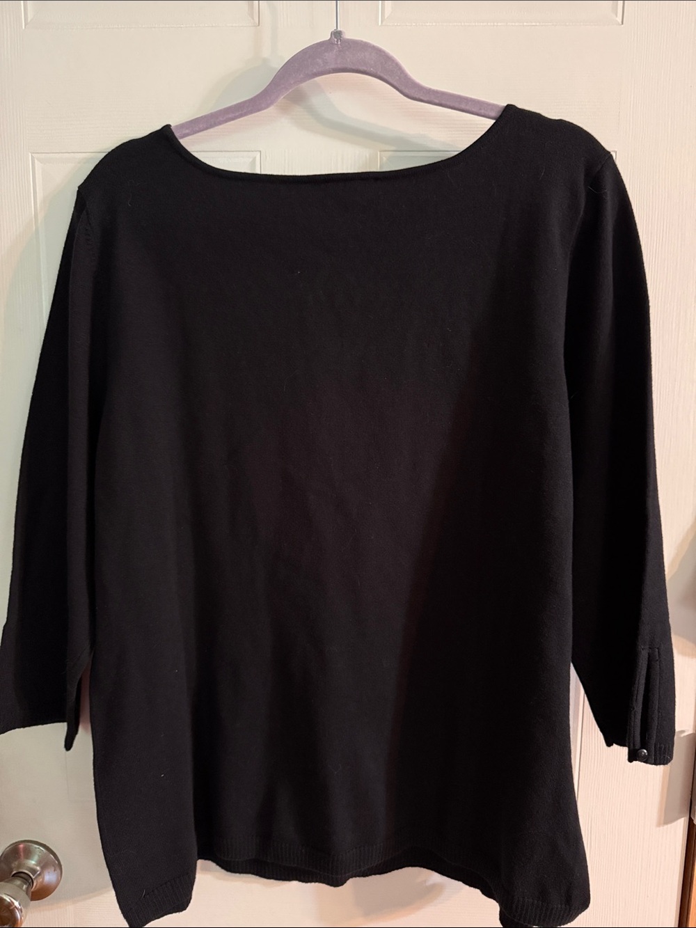 Lane Bryant Black Keyhole 3/4 Sleeve Top - Classic Black - Picture 4 of 4